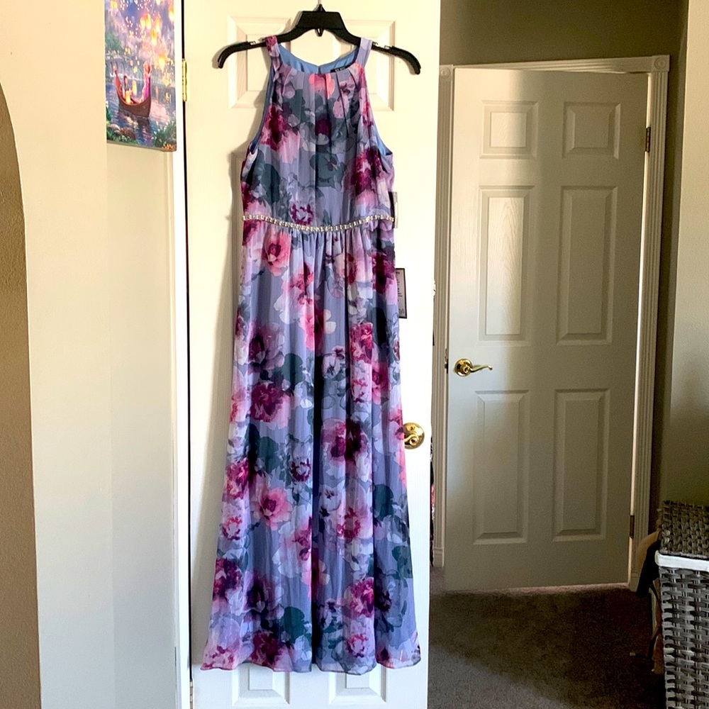 Sky blue SLNY Maxi dress.